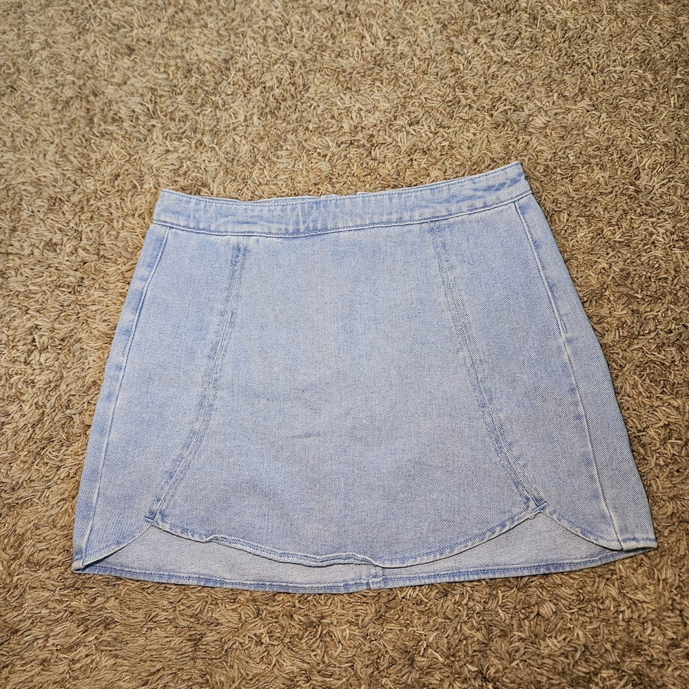 Pacsun Los Angeles Denim Mini Skirt Size 27 Tulip Hem Y2K Light Wash Cute